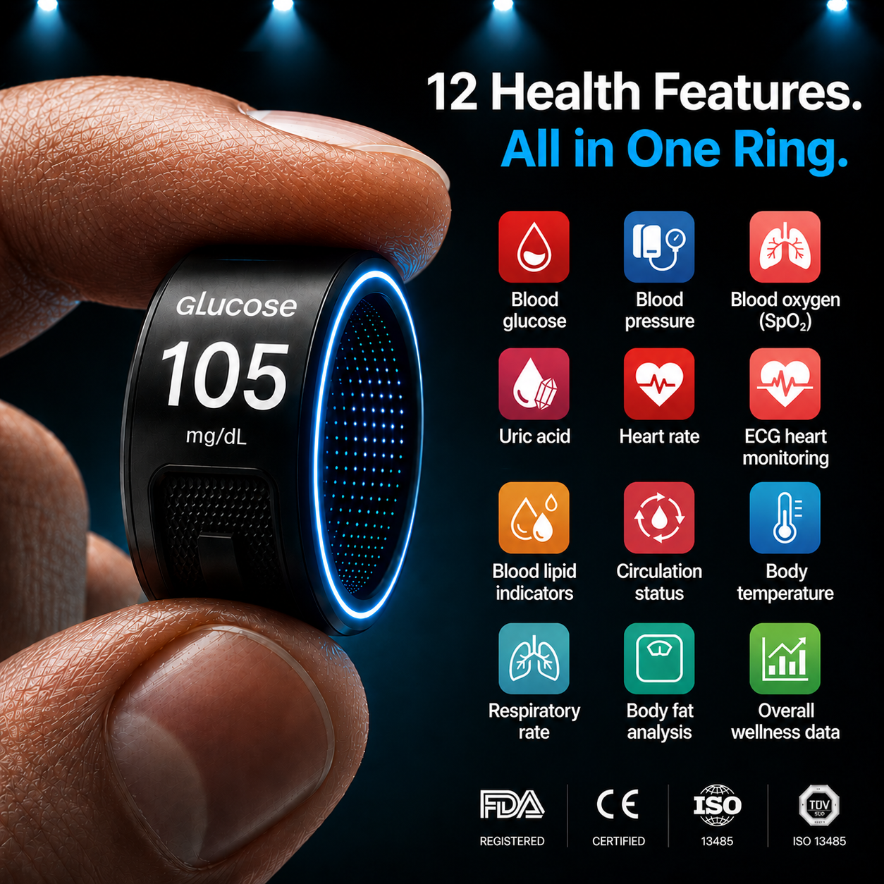 🎉 75% OFF Launch Offer🏆AuraNova™ G1 Non-Invasive Smart Ring